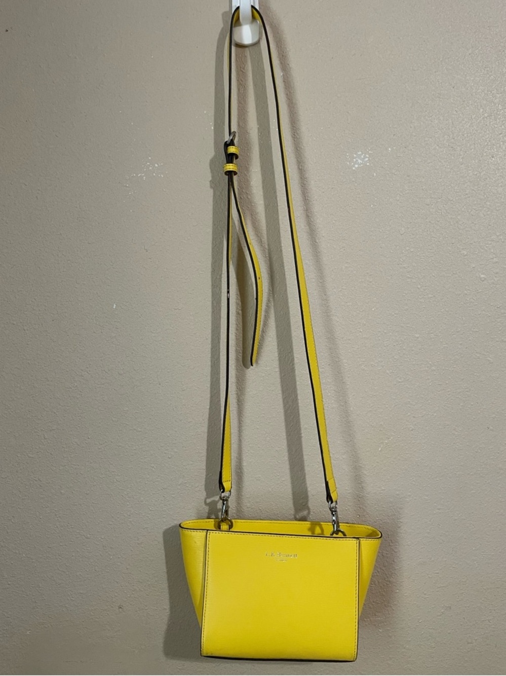 L.K. Bennett London Yellow Leather Crossbody Tote Bag Adjustable Strap